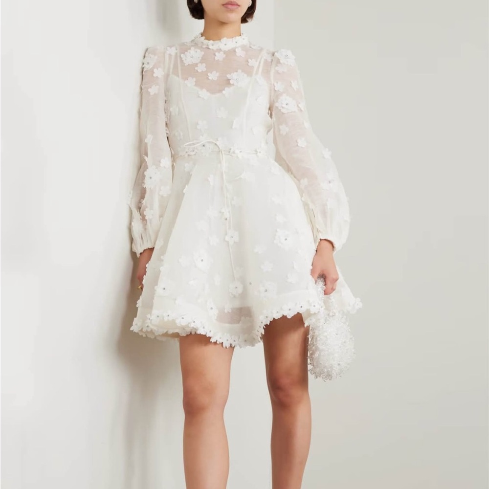 Zimmermann Matchmaker Lift Off Organza Dress in White Size 2